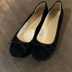 CL by Laundry Black Quilted Flats with Bow